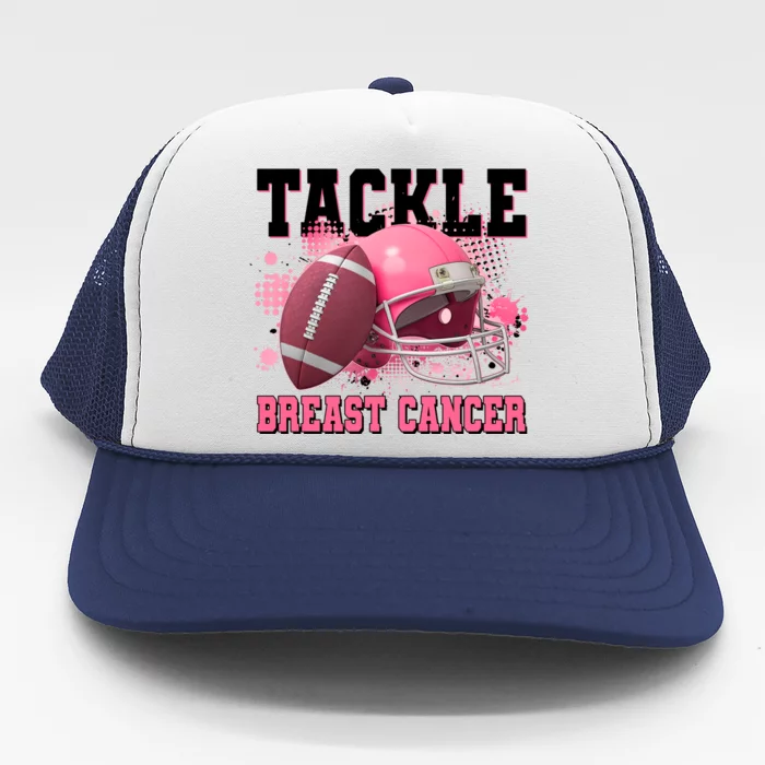 Tackle Breast Cancer Awareness Pink Football Helmet Trucker Hat