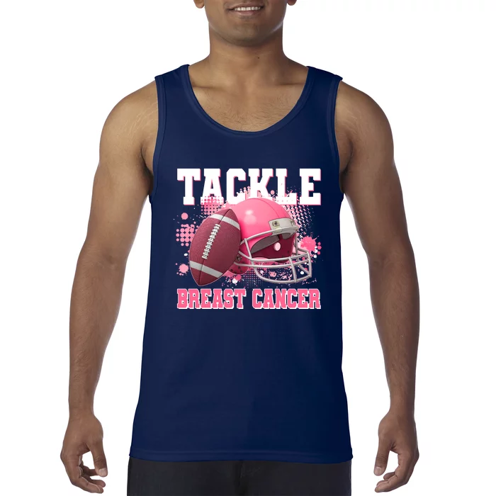 Tackle Breast Cancer Awareness Pink Football Helmet Tank Top