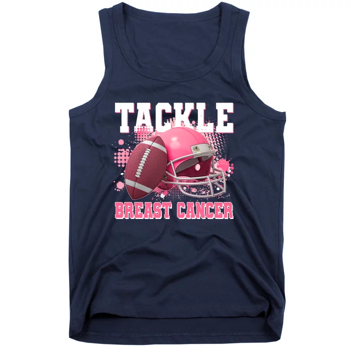 Tackle Breast Cancer Awareness Pink Football Helmet Tank Top