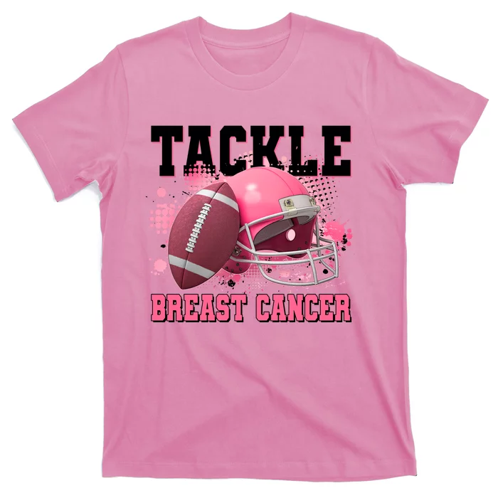 Tackle Breast Cancer Awareness Pink Football Helmet T-Shirt