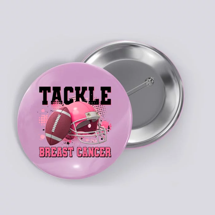 Tackle Breast Cancer Awareness Pink Football Helmet Button