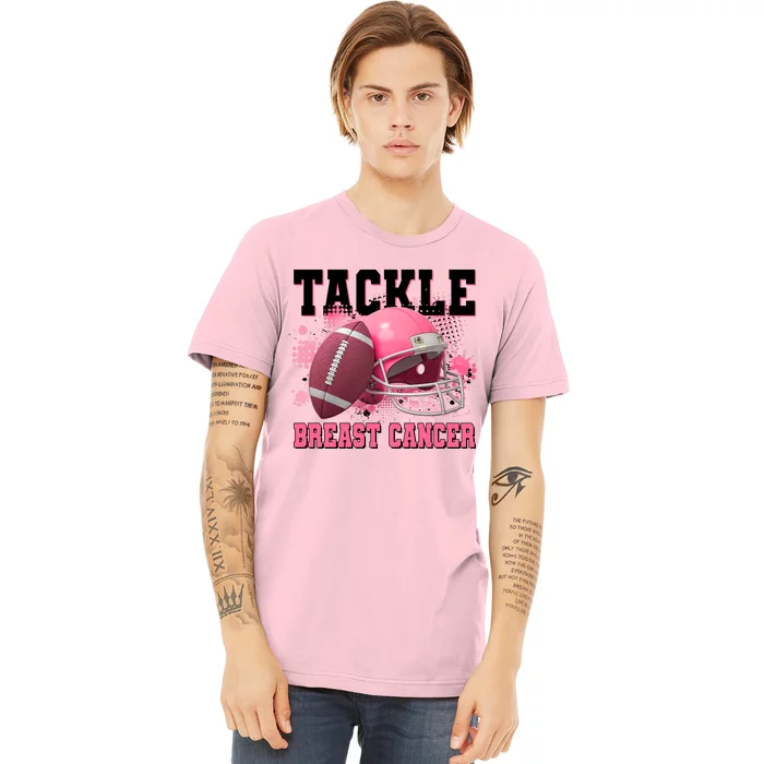 Tackle Breast Cancer Awareness Pink Football Helmet Premium T-Shirt