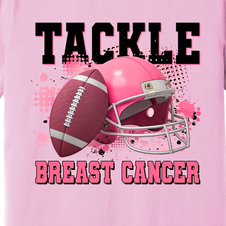 Tackle Breast Cancer Awareness Pink Football Helmet Premium T-Shirt