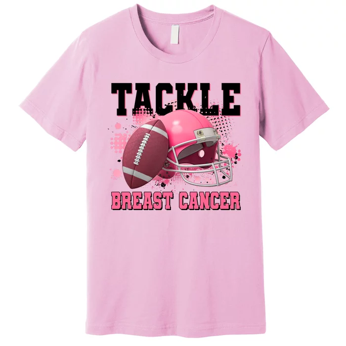 Tackle Breast Cancer Awareness Pink Football Helmet Premium T-Shirt