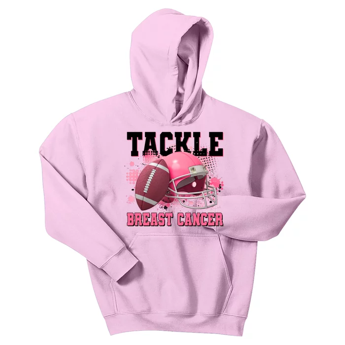 Tackle Breast Cancer Awareness Pink Football Helmet Kids Hoodie