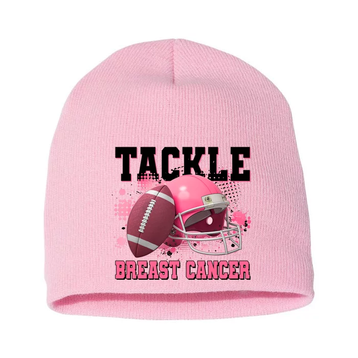 Tackle Breast Cancer Awareness Pink Football Helmet Short Acrylic Beanie