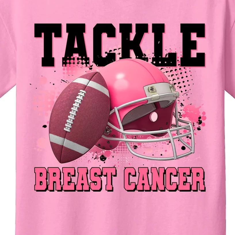 Tackle Breast Cancer Awareness Pink Football Helmet Kids T-Shirt