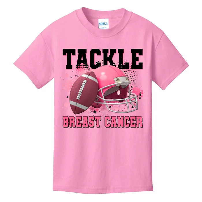 Tackle Breast Cancer Awareness Pink Football Helmet Kids T-Shirt