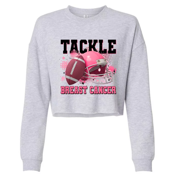 Tackle Breast Cancer Awareness Pink Football Helmet Cropped Pullover Crew