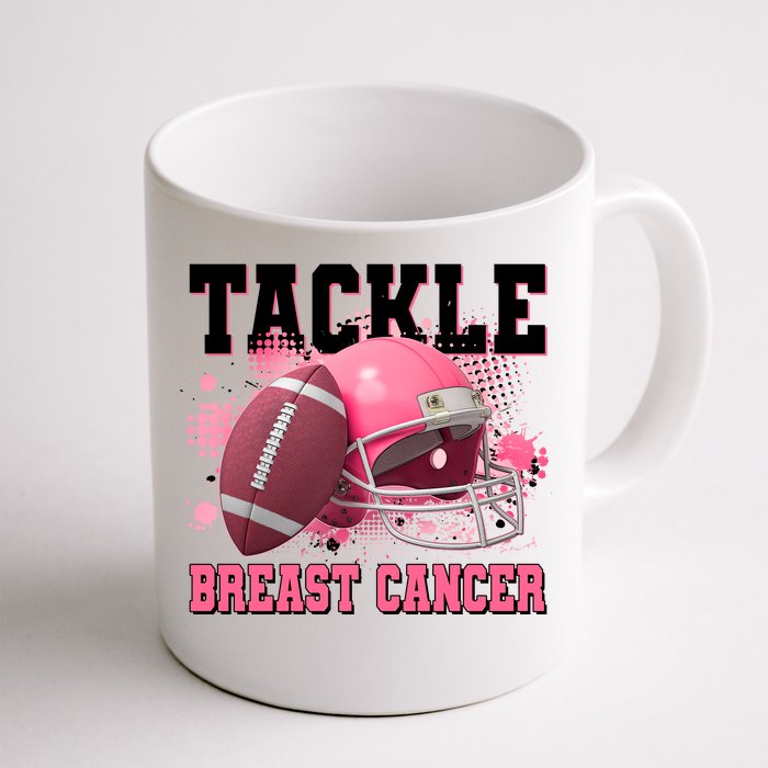 Tackle Breast Cancer Awareness Pink Football Helmet Front & Back Coffee Mug