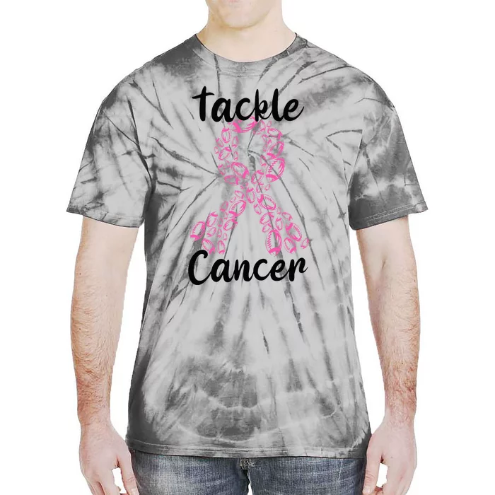 Tackle Breast Cancer Awareness October Football Pink Ribbon Tie-Dye T-Shirt