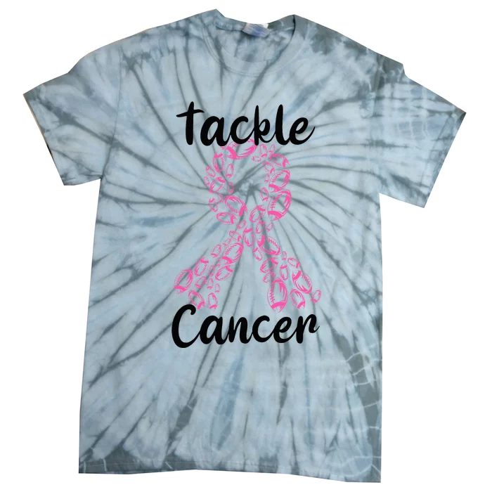 Tackle Breast Cancer Awareness October Football Pink Ribbon Tie-Dye T-Shirt