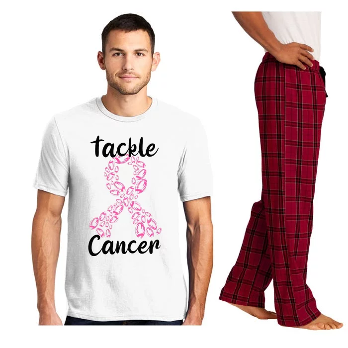 Tackle Breast Cancer Awareness October Football Pink Ribbon Pajama Set