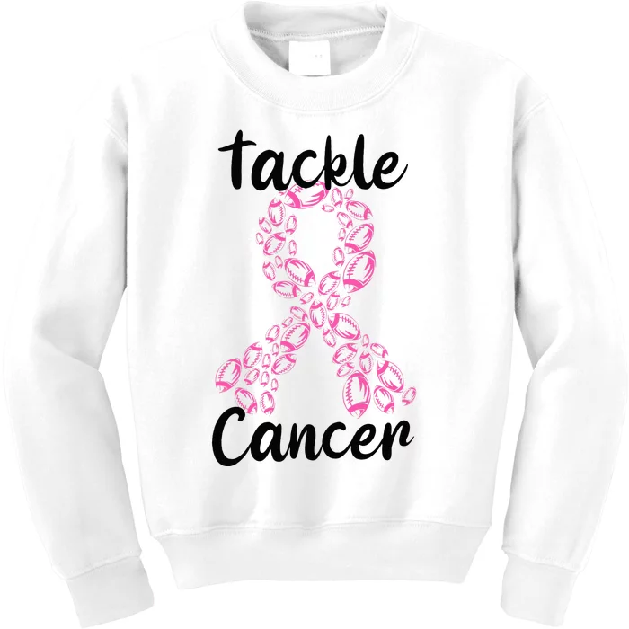 Tackle Breast Cancer Awareness October Football Pink Ribbon Kids Sweatshirt