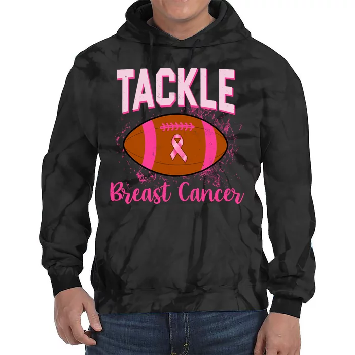 Tackle Breast Cancer Awareness Football Tie Dye Hoodie