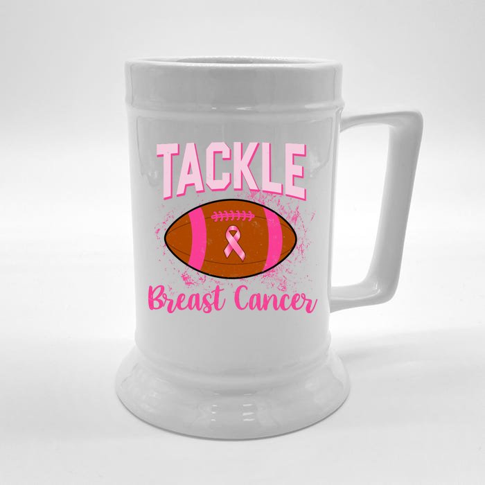 Tackle Breast Cancer Awareness Football Front & Back Beer Stein