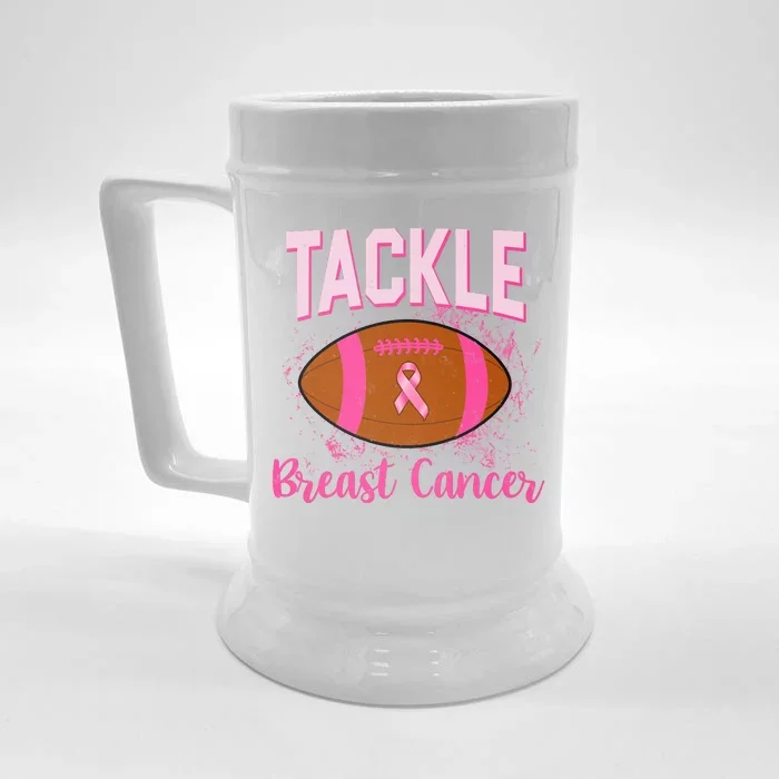 Tackle Breast Cancer Awareness Football Front & Back Beer Stein