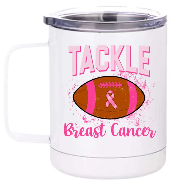 Tackle Breast Cancer Awareness Football Front & Back 12oz Stainless Steel Tumbler Cup