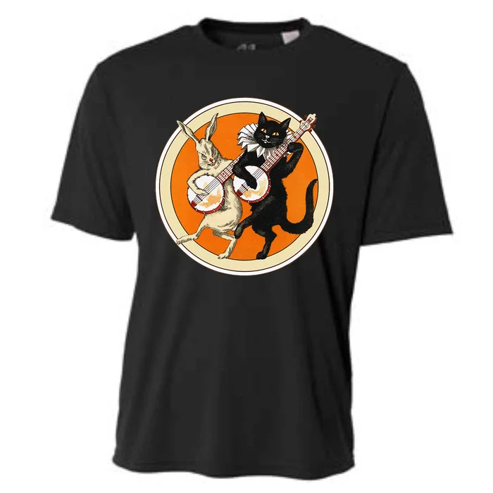 The Black Cat Magazine Halloween Cat Rabbit And Banjo Cooling Performance Crew T-Shirt