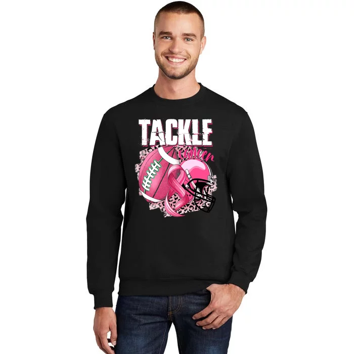 Tackle Breast Cancer Awareness Pink Ribbon Football Boy Tall Sweatshirt