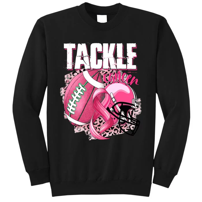 Tackle Breast Cancer Awareness Pink Ribbon Football Boy Tall Sweatshirt