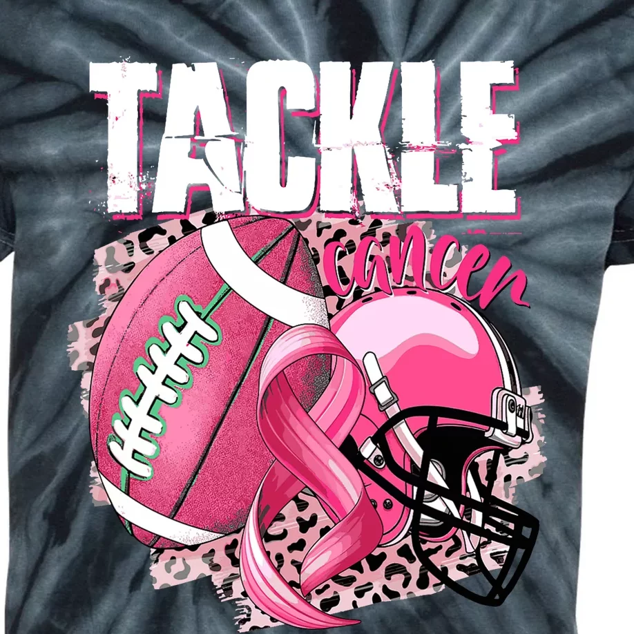 Tackle Breast Cancer Awareness Pink Ribbon Football Boy Kids Tie-Dye T-Shirt