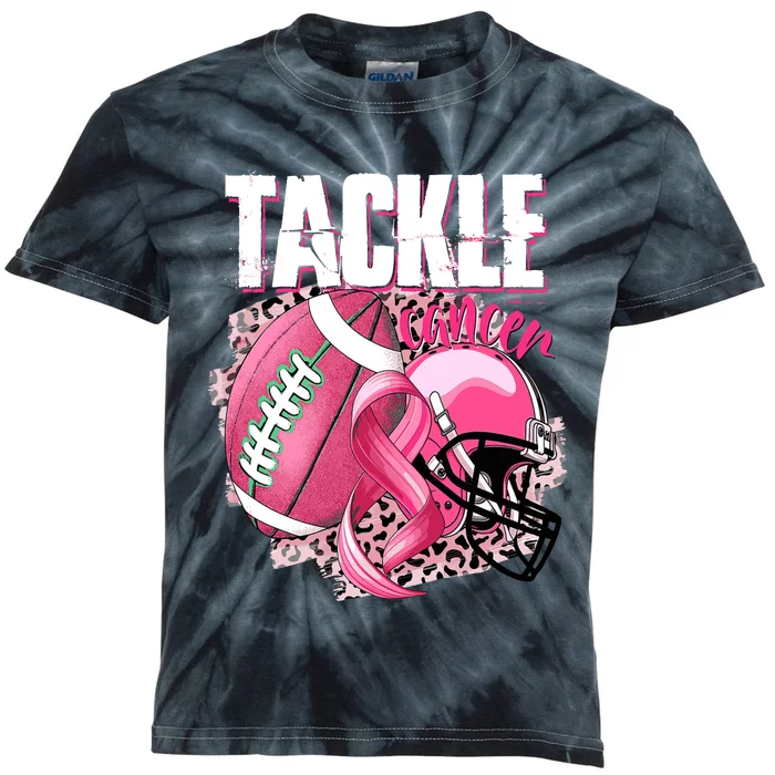 Tackle Breast Cancer Awareness Pink Ribbon Football Boy Kids Tie-Dye T-Shirt