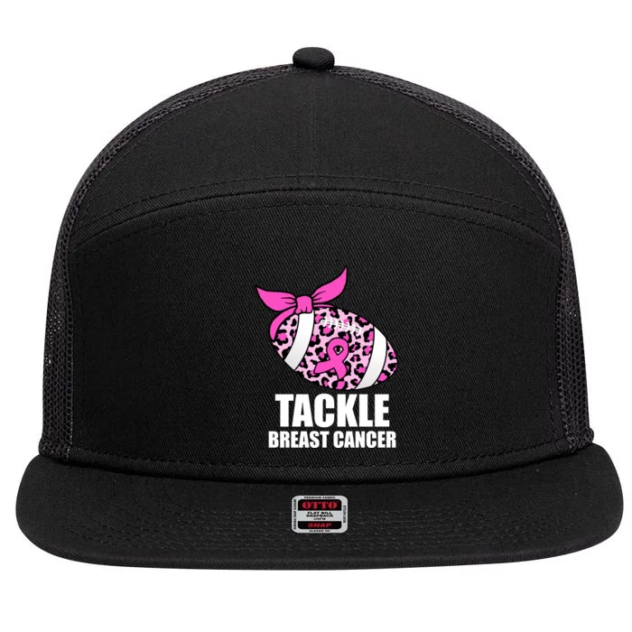 Tackle Breast Cancer Pink Leopard Football 7 Panel Mesh Trucker Snapback Hat