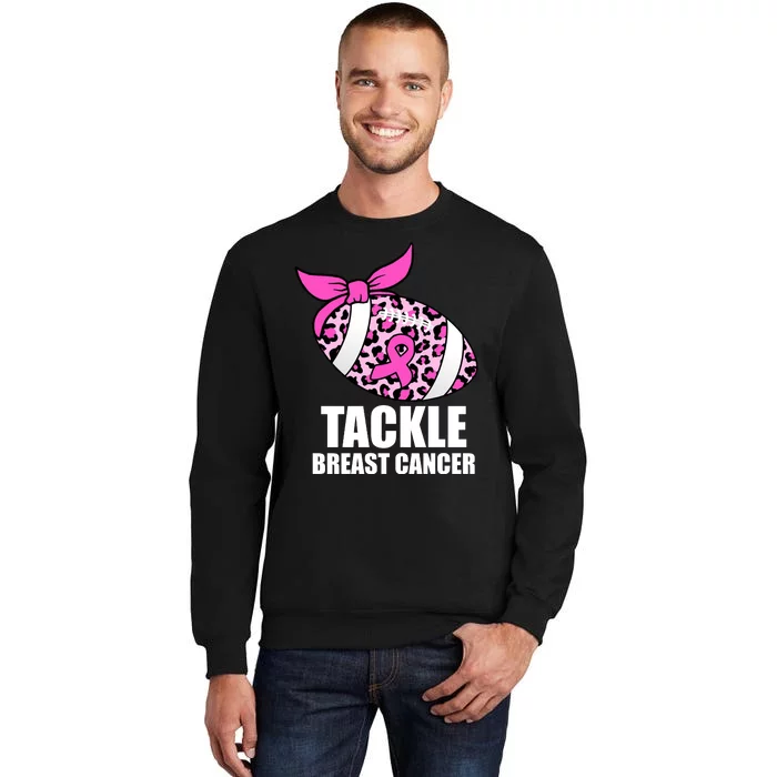 Tackle Breast Cancer Pink Leopard Football Sweatshirt