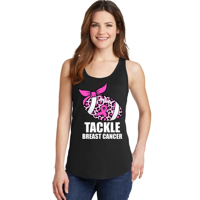 Tackle Breast Cancer Pink Leopard Football Ladies Essential Tank