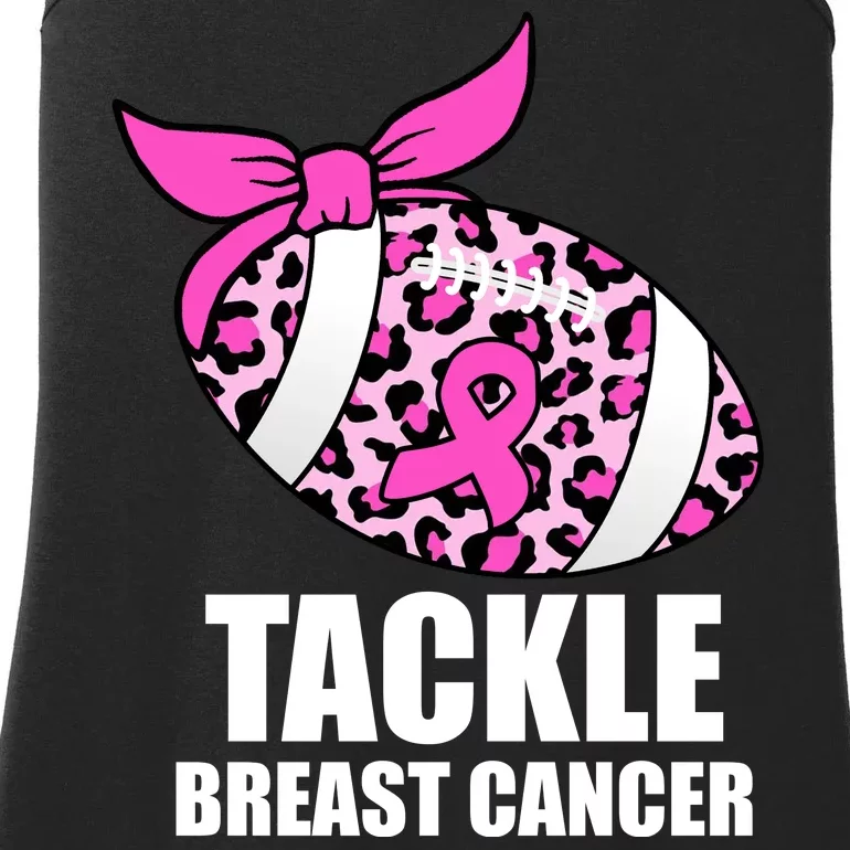 Tackle Breast Cancer Pink Leopard Football Ladies Essential Tank