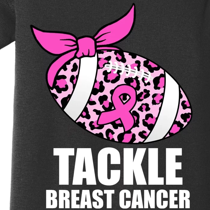 Tackle Breast Cancer Pink Leopard Football Baby Bodysuit