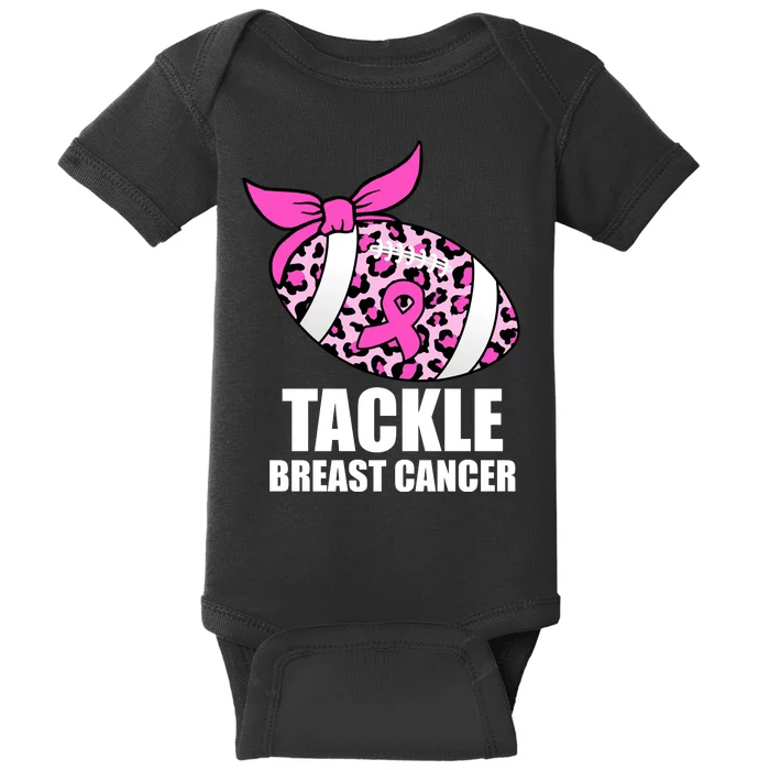 Tackle Breast Cancer Pink Leopard Football Baby Bodysuit