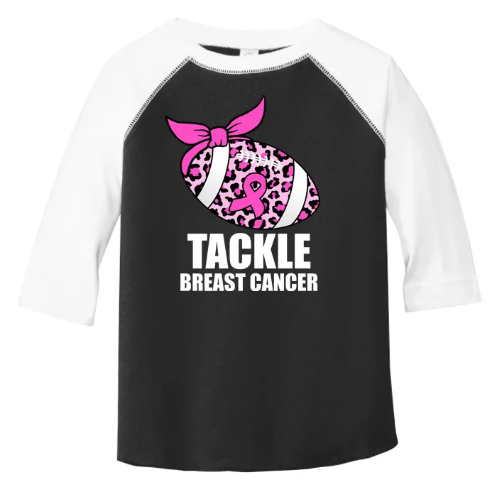 Tackle Breast Cancer Pink Leopard Football Toddler Fine Jersey T-Shirt