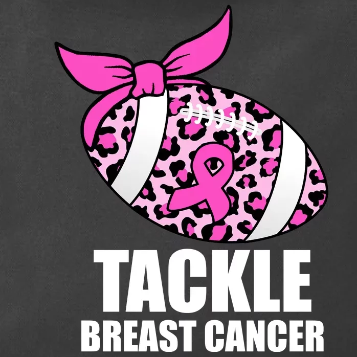 Tackle Breast Cancer Pink Leopard Football Zip Tote Bag