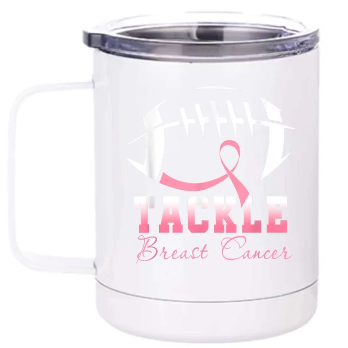 Tackle Breast Cancer Awareness Football Pink Ribbon Boys Front & Back 12oz Stainless Steel Tumbler Cup