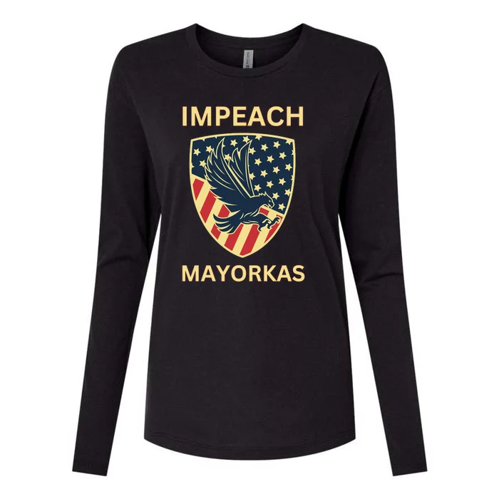 Texas Border Crisis Impeach Mayorkas Womens Cotton Relaxed Long Sleeve T-Shirt