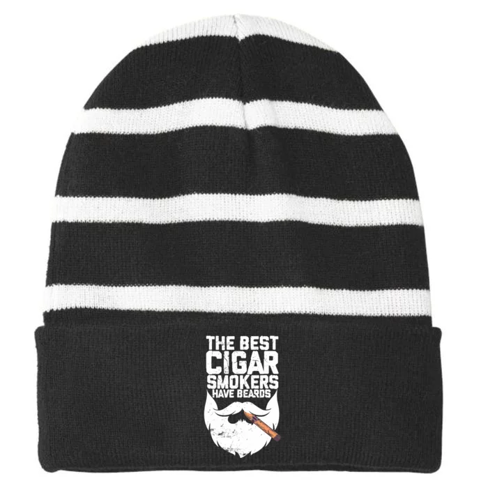 The Best Cigar Smokers Have Beards Cigar Bearded Dad Striped Beanie with Solid Band