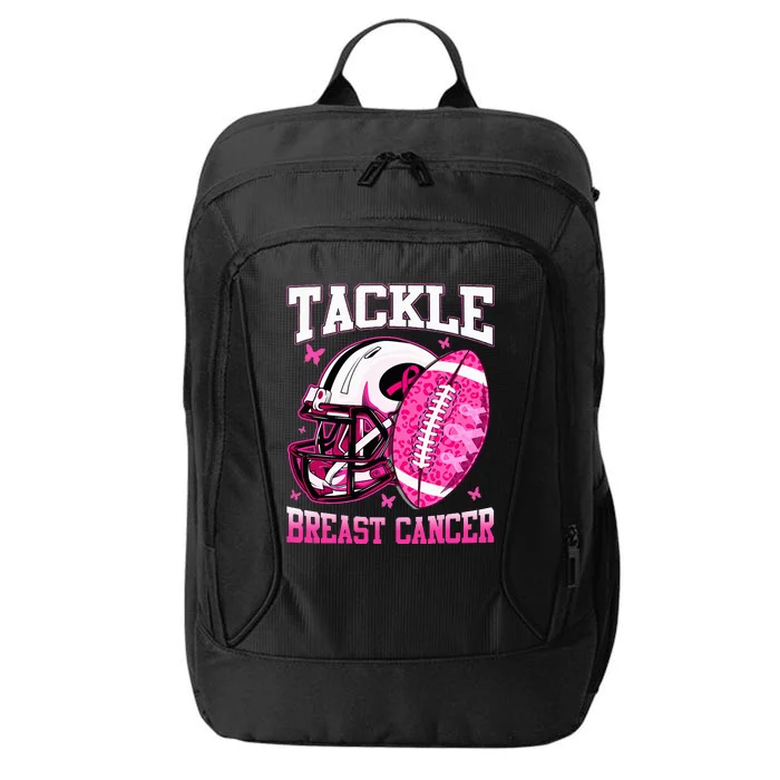 Tackle Breast Cancer Awareness Pink Ribbon Football City Backpack