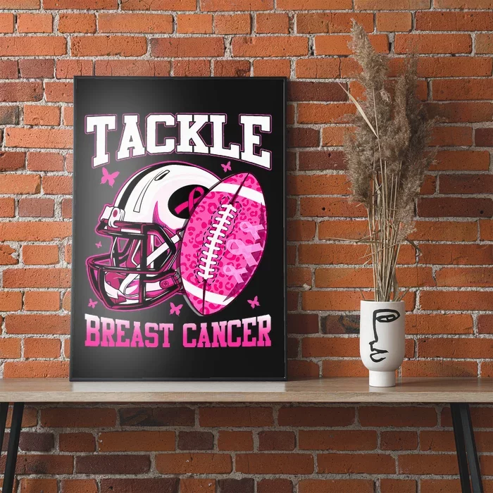 Tackle Breast Cancer Awareness Pink Ribbon Football Poster