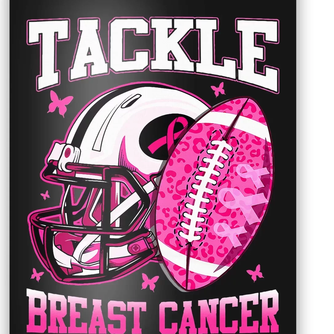 Tackle Breast Cancer Awareness Pink Ribbon Football Poster