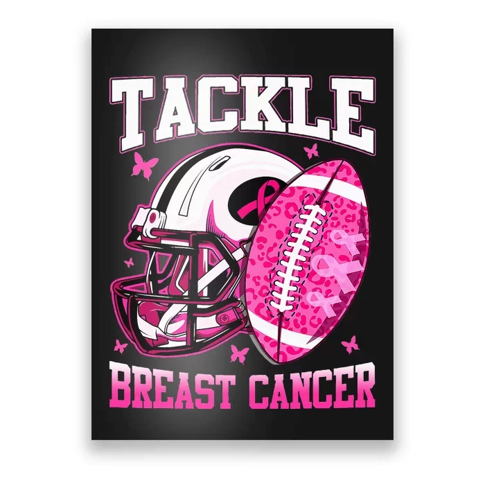 Tackle Breast Cancer Awareness Pink Ribbon Football Poster