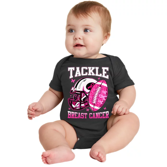 Tackle Breast Cancer Awareness Pink Ribbon Football Baby Bodysuit