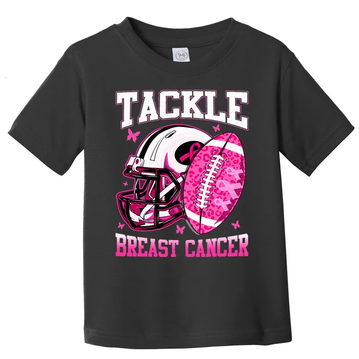 Tackle Breast Cancer Awareness Pink Ribbon Football Toddler T-Shirt