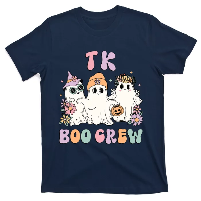 TK Boo Crew Retro Groovy Halloween Floral Ghost TK Teacher T-Shirt