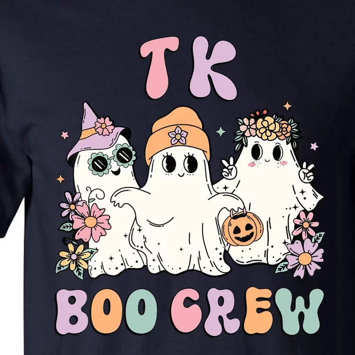 TK Boo Crew Retro Groovy Halloween Floral Ghost TK Teacher Tall T-Shirt