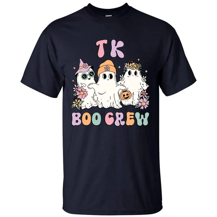 TK Boo Crew Retro Groovy Halloween Floral Ghost TK Teacher Tall T-Shirt