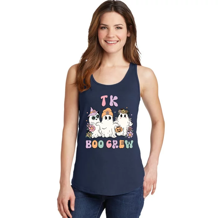 TK Boo Crew Retro Groovy Halloween Floral Ghost TK Teacher Ladies Essential Tank