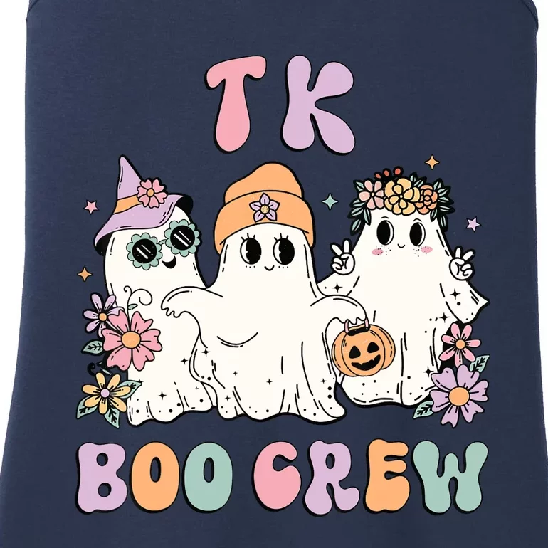 TK Boo Crew Retro Groovy Halloween Floral Ghost TK Teacher Ladies Essential Tank