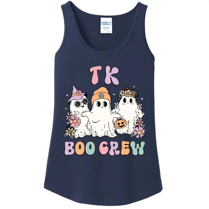 TK Boo Crew Retro Groovy Halloween Floral Ghost TK Teacher Ladies Essential Tank